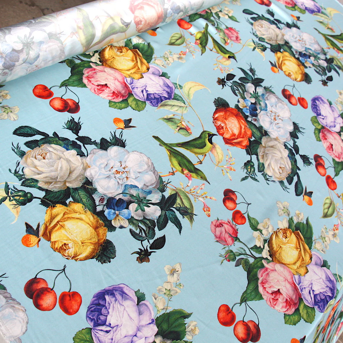 Paradiso Blue Silk Satin - Image 3