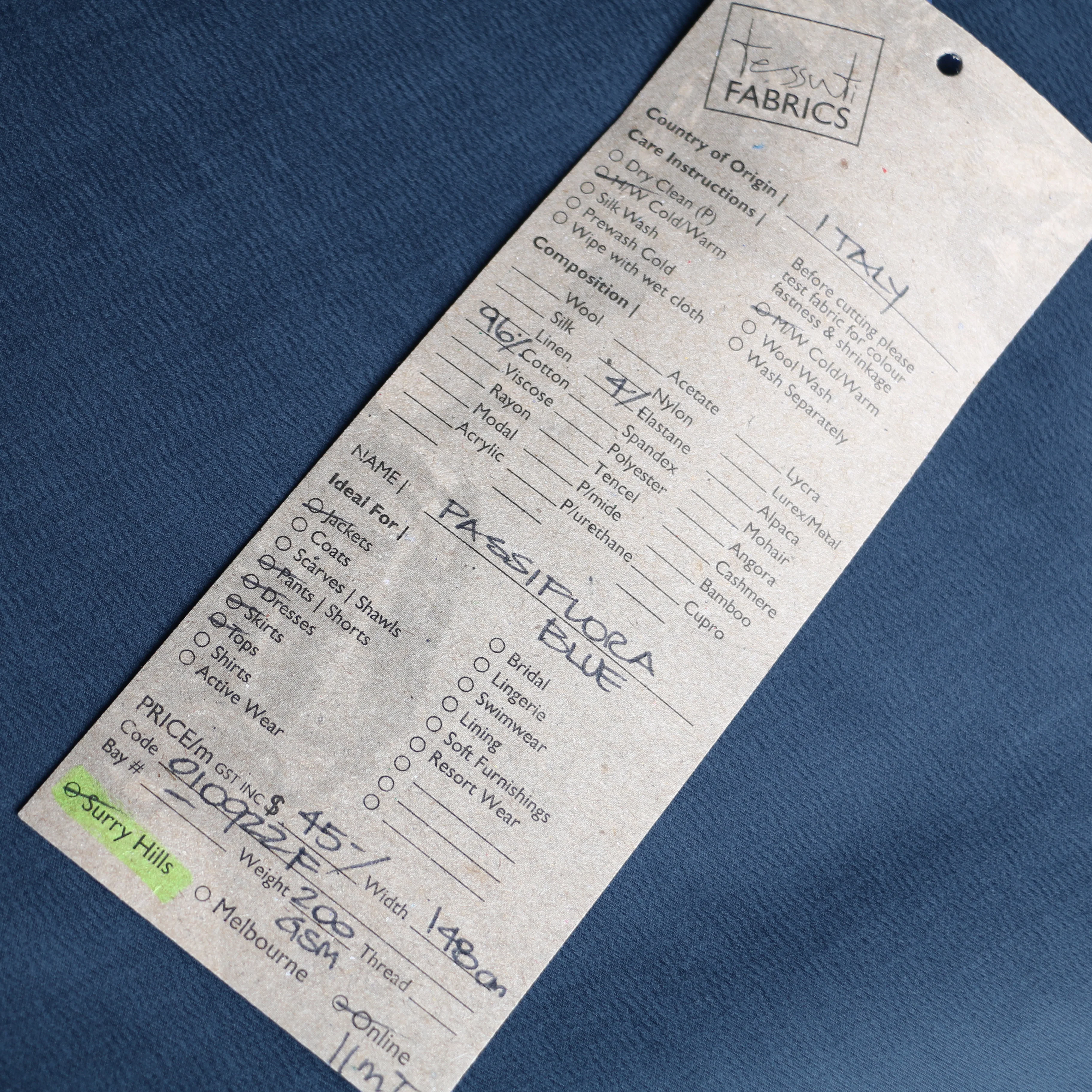 Passiflora Blue Stretch Cotton - Image 3