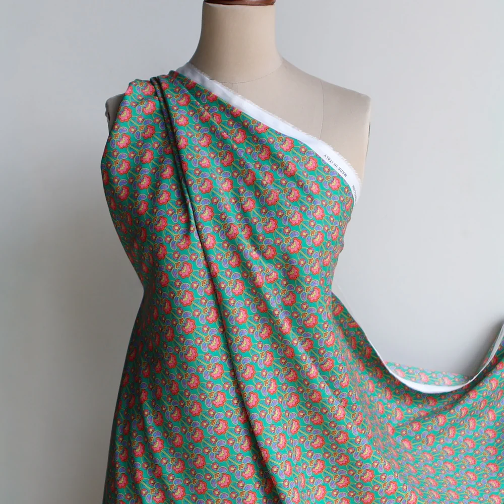 Peacock Posy Green - Liberty Tana Lawn - Image 4