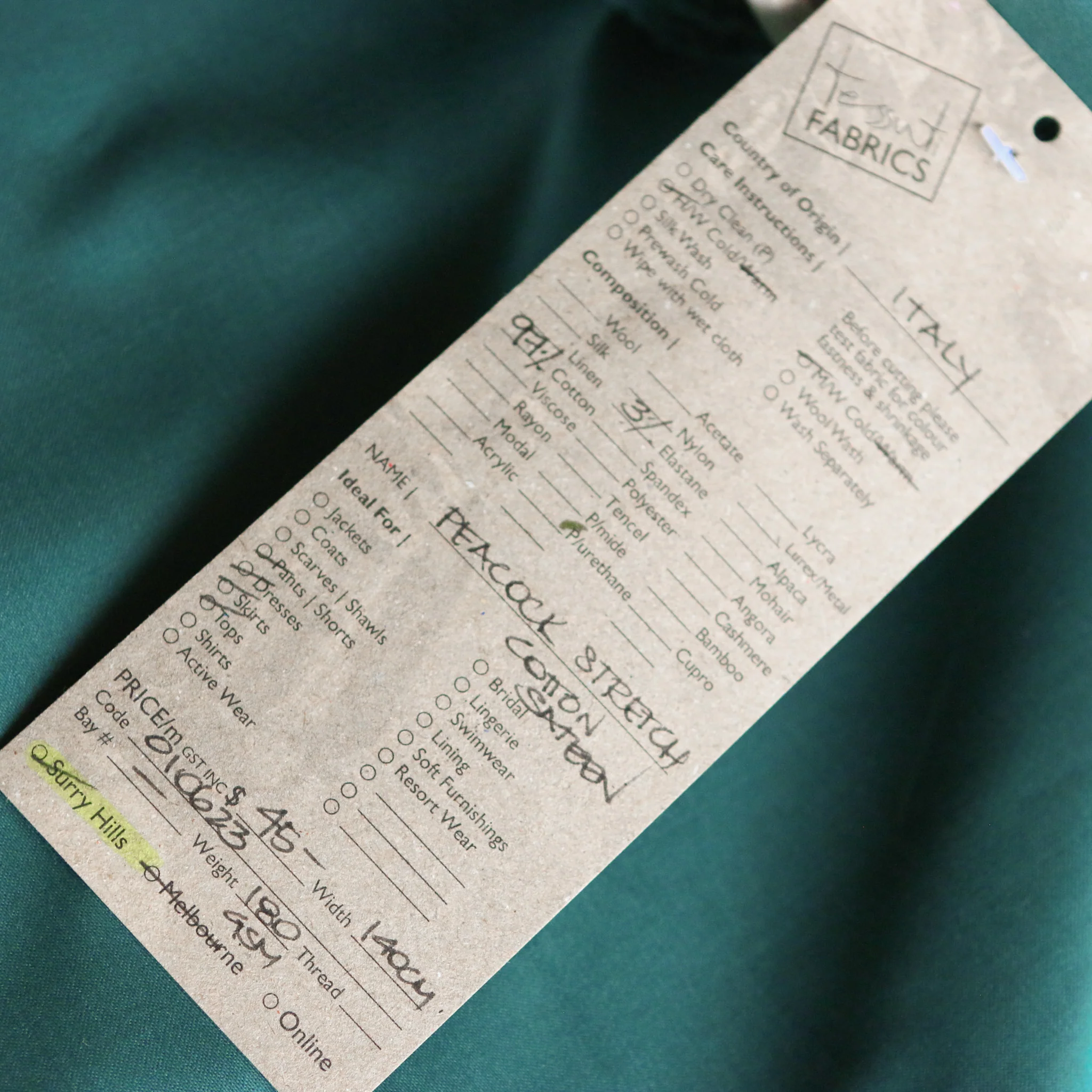 Peacock Stretch Cotton Sateen - Image 3