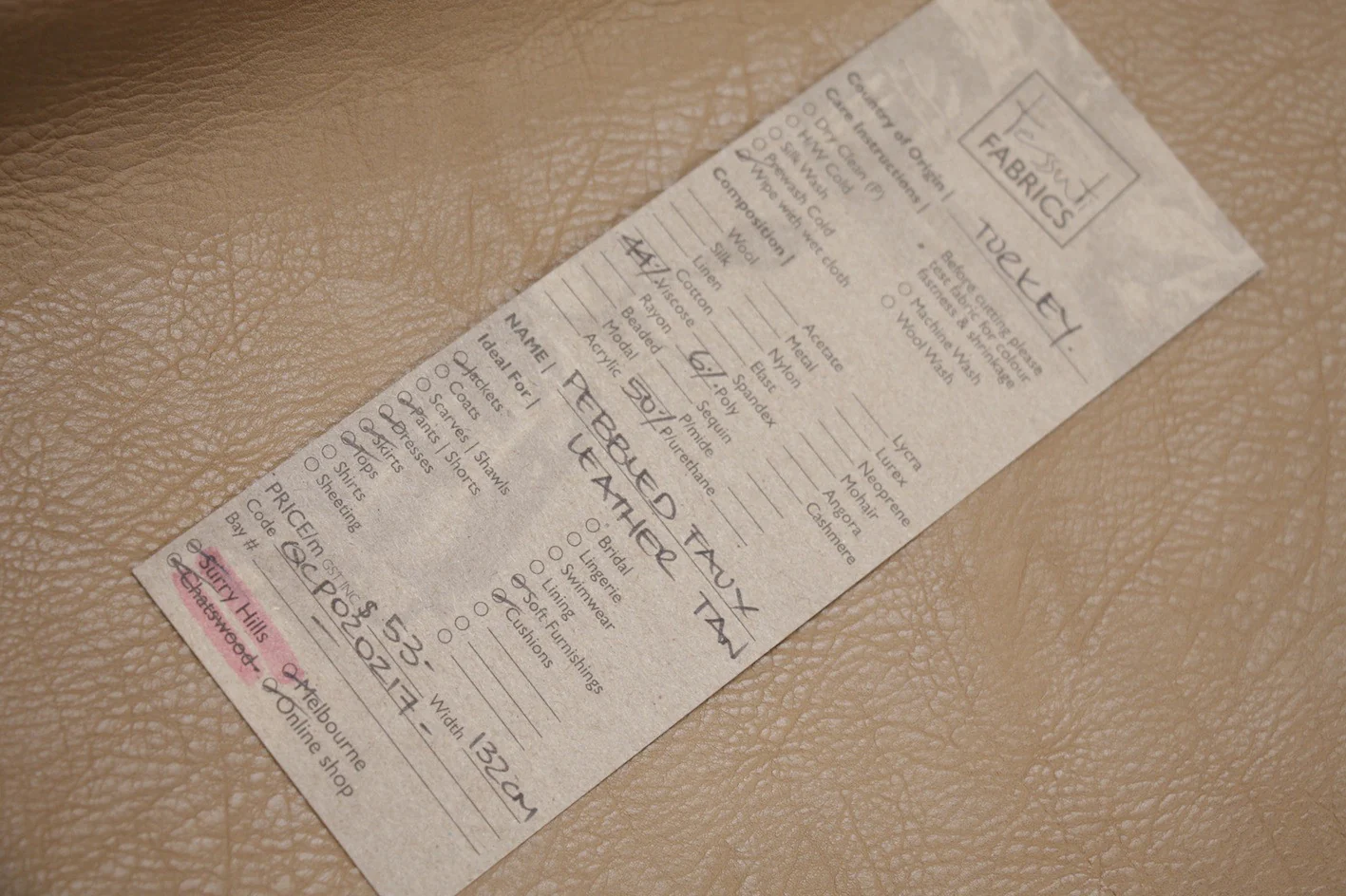 Pebbled Faux Leather Tan - Image 2