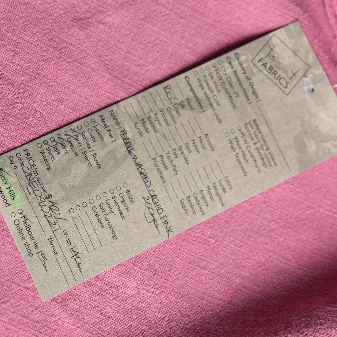 Orchid Pink Pebbled Washed Linen - Image 3