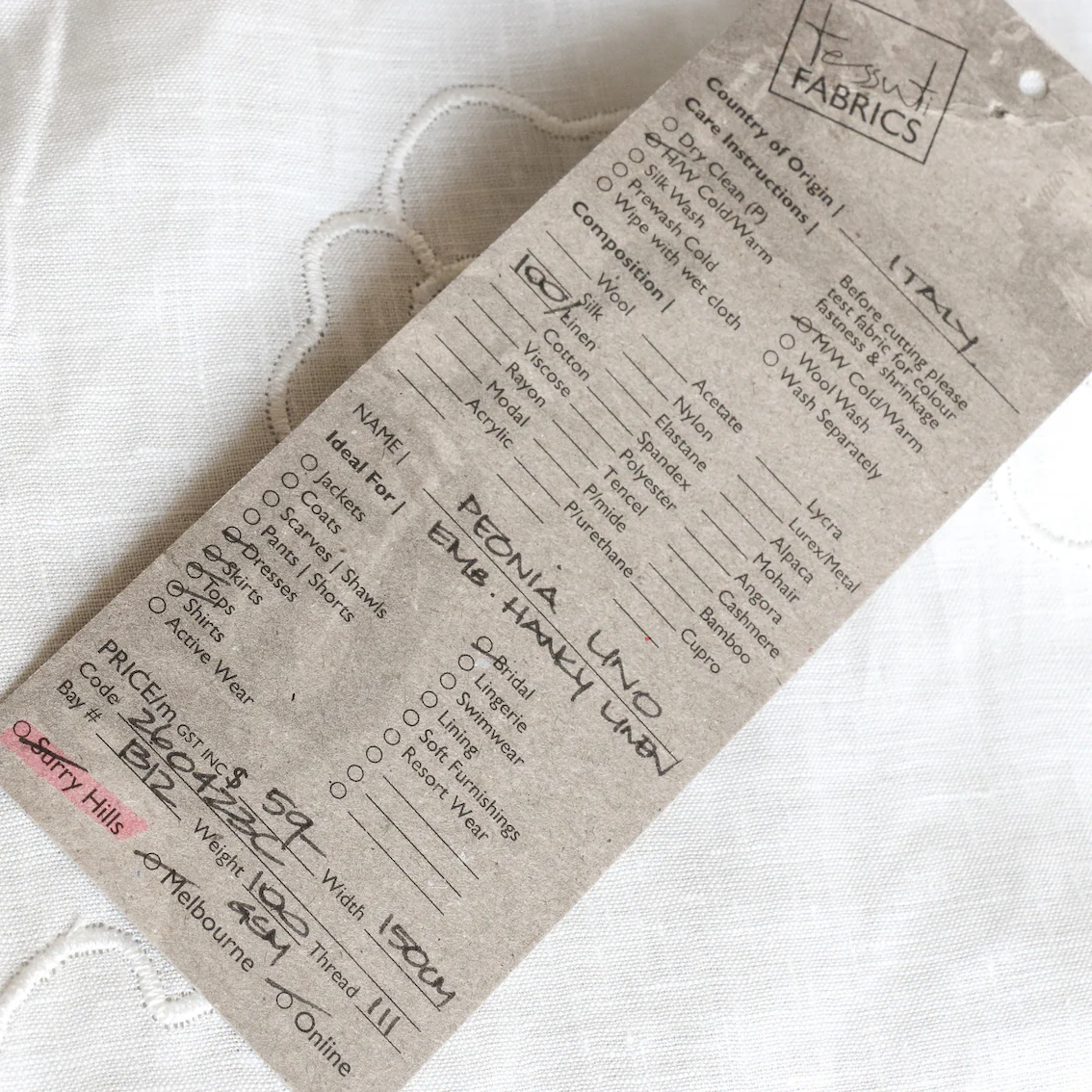 Peonia Lino - Emboidered Hanky Linen - Image 4