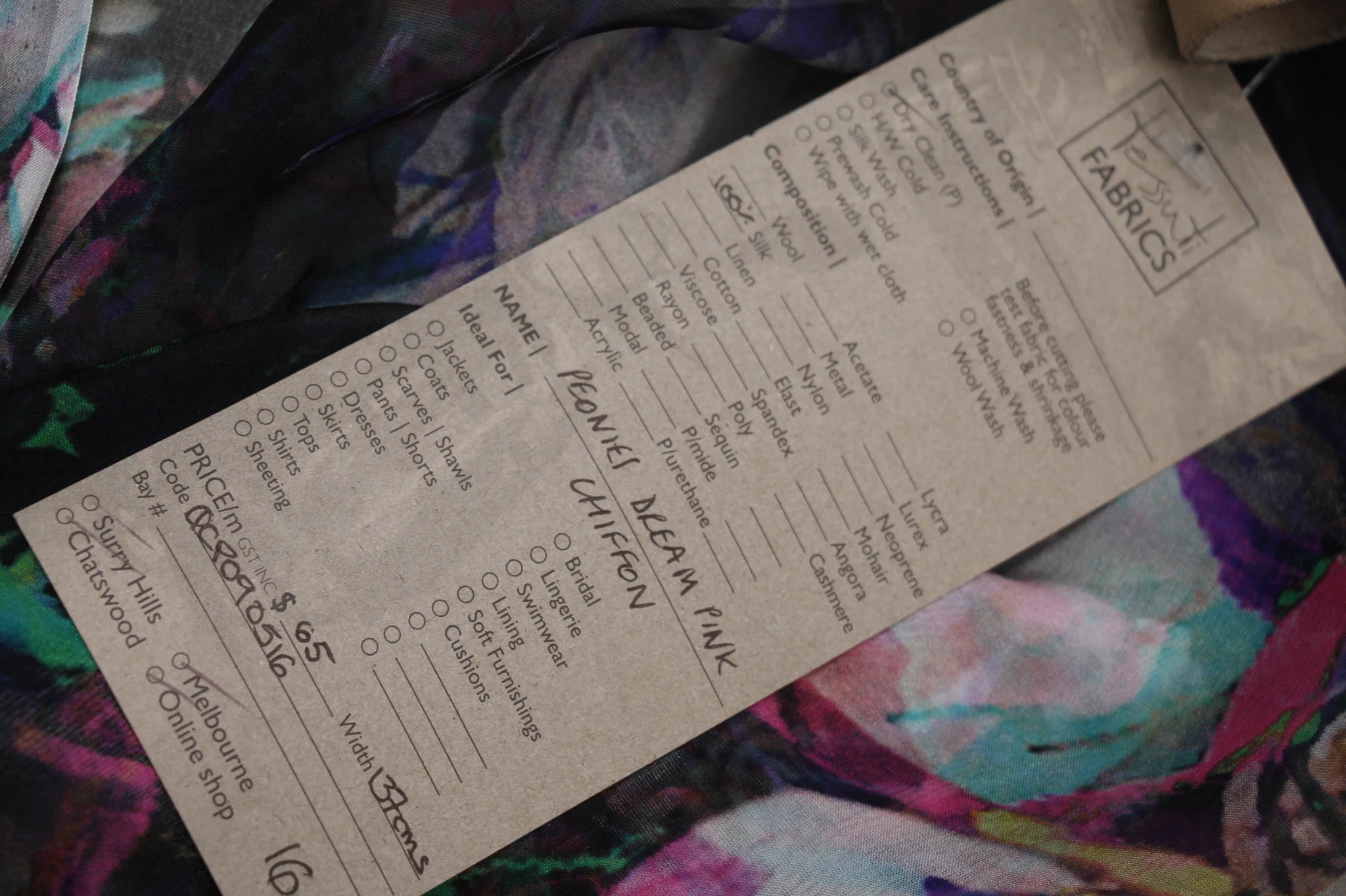 Peonies Dream Pink - Silk Chiffon - Image 3