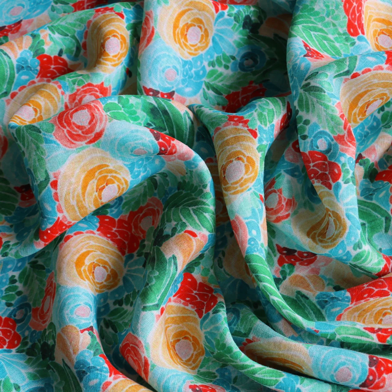 Peony Bloom Washed Printed Linen - Image 2