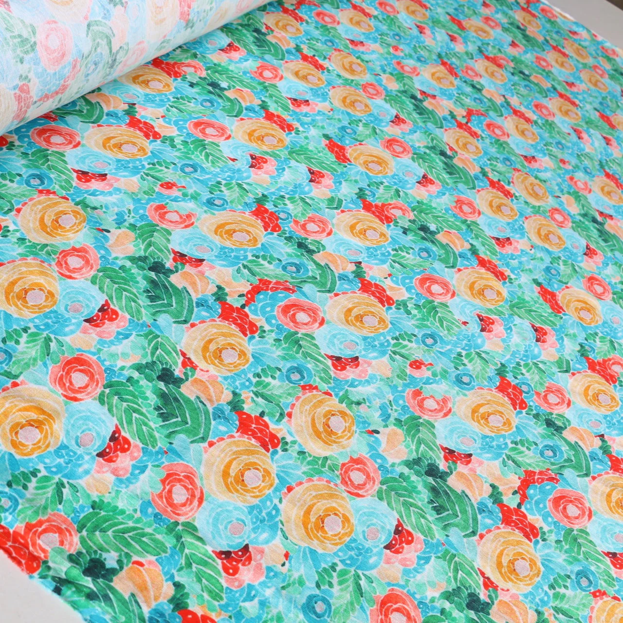 Peony Bloom Washed Printed Linen - Image 4