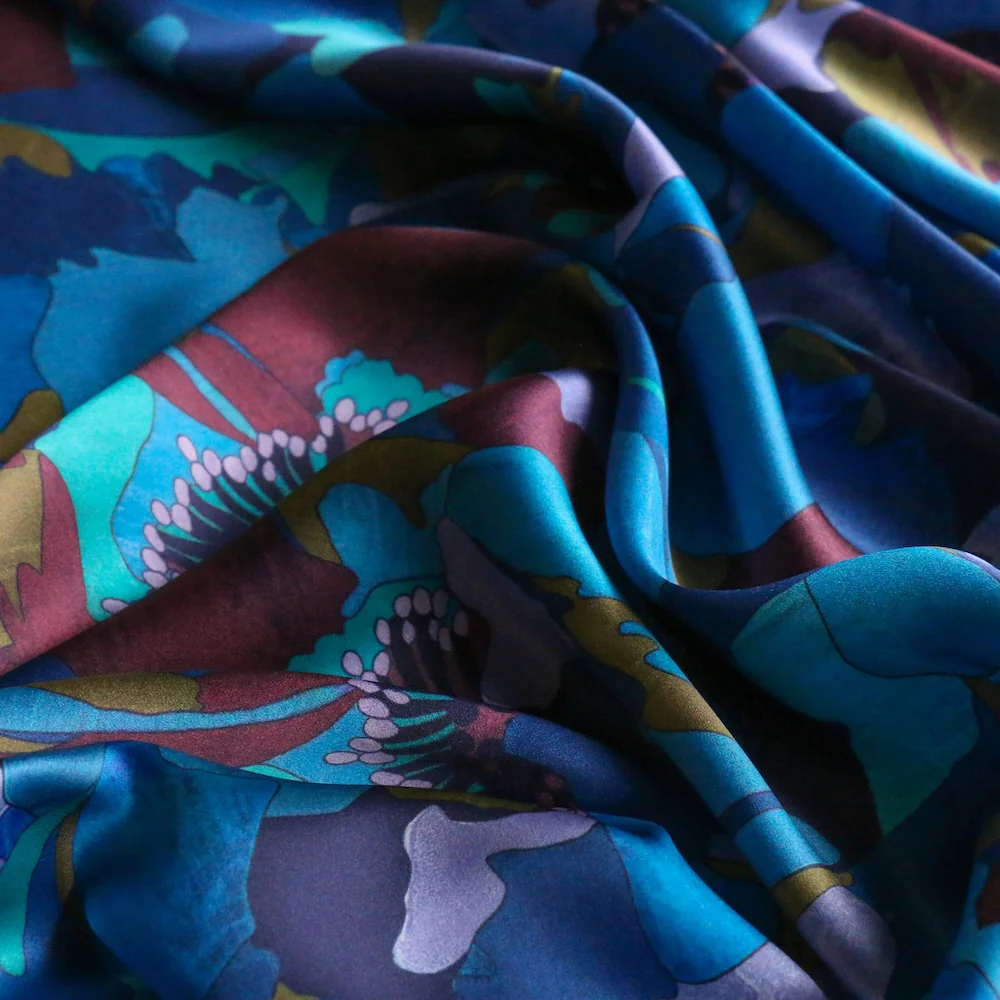 Peony Parade Blue/Plum - Liberty Belgravia Silk Satin - Image 2