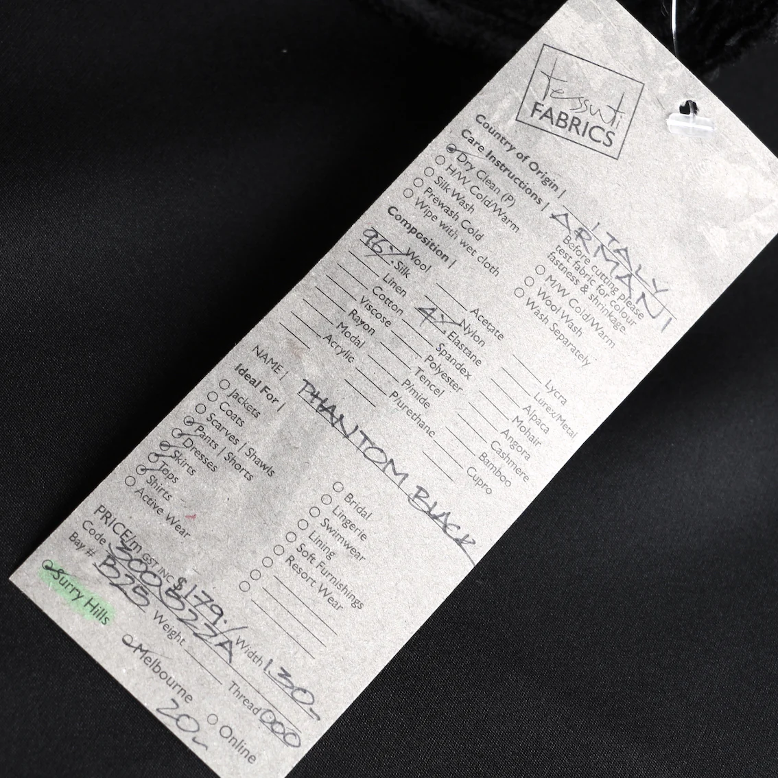 Phantom Black Stretch Silk Faille - Image 3