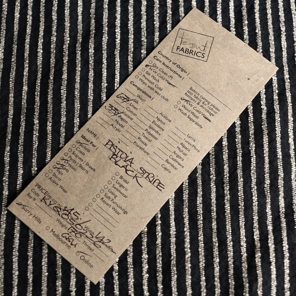 Pistoia Stripe Black Linen/Rayon - Image 5