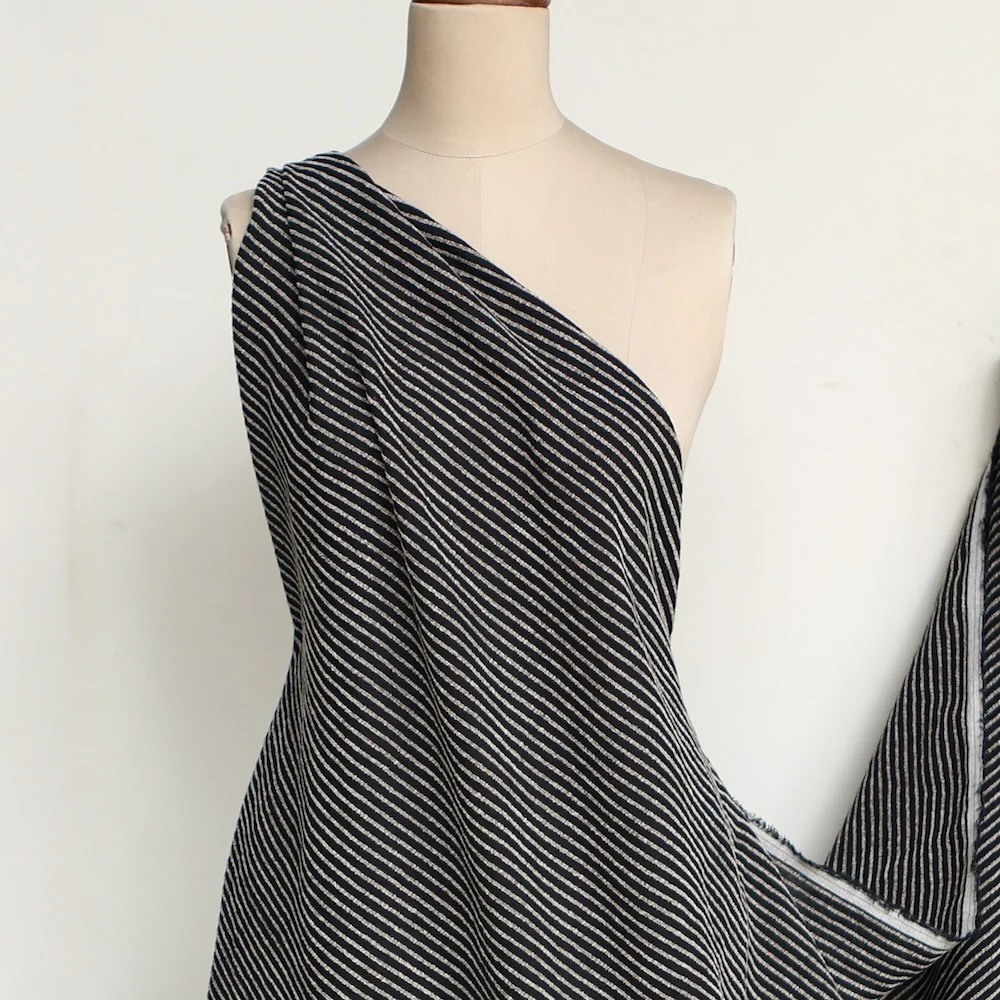 Pistoia Stripe Black Linen/Rayon - Image 6