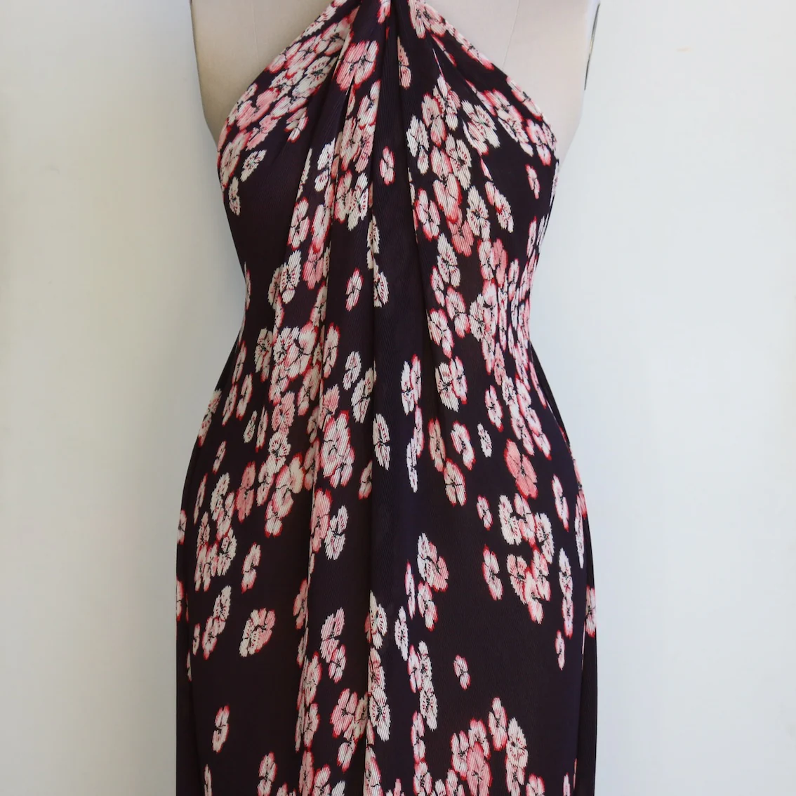 Plisse Cherry Blossom - Aubergine/Coral Georgette - Image 6