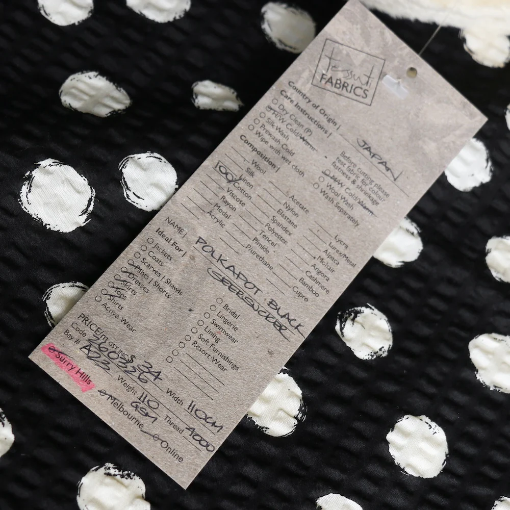 Polka Dot Black Seersucker Cotton - Image 4