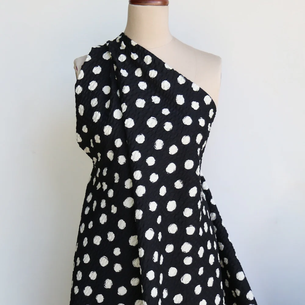 Polka Dot Black Seersucker Cotton - Image 5