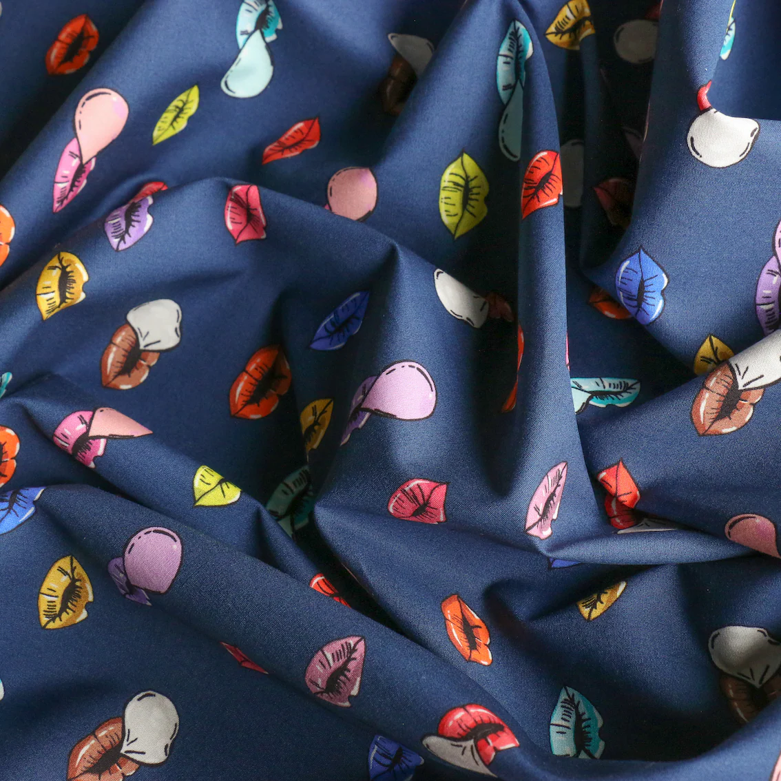 Pop Bubble Navy Cotton Shirting - Image 2
