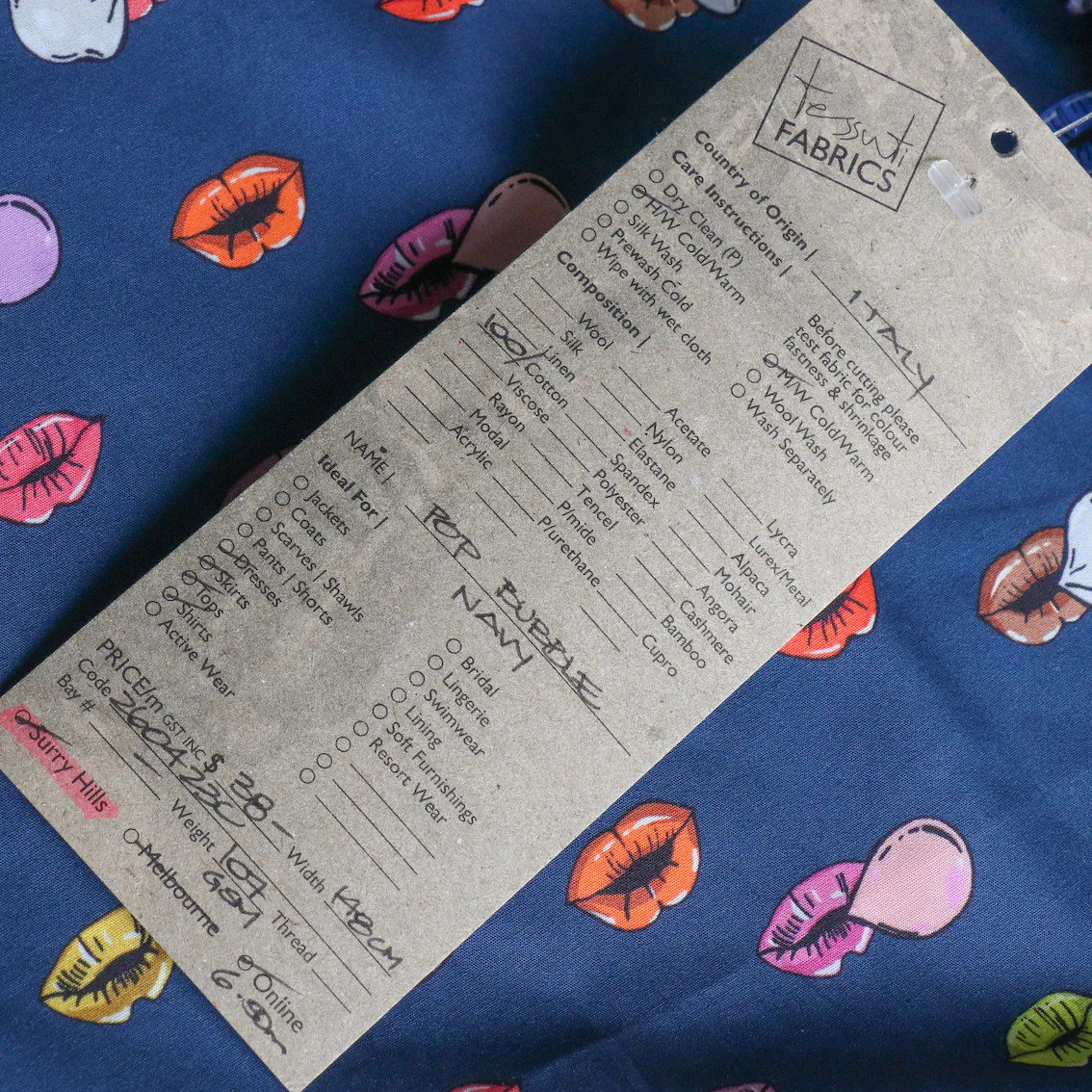 Pop Bubble Navy Cotton Shirting - Image 4