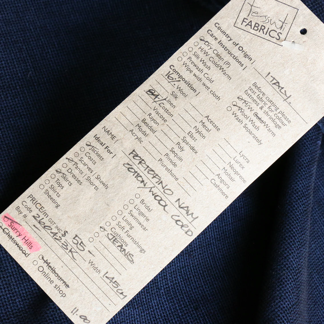 Portofino Navy Cotton/Wool Corduroy - Image 3