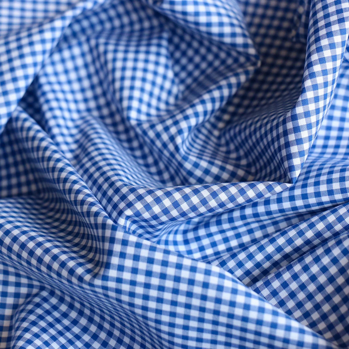 Positano Blu Gingham Shirting - Image 2