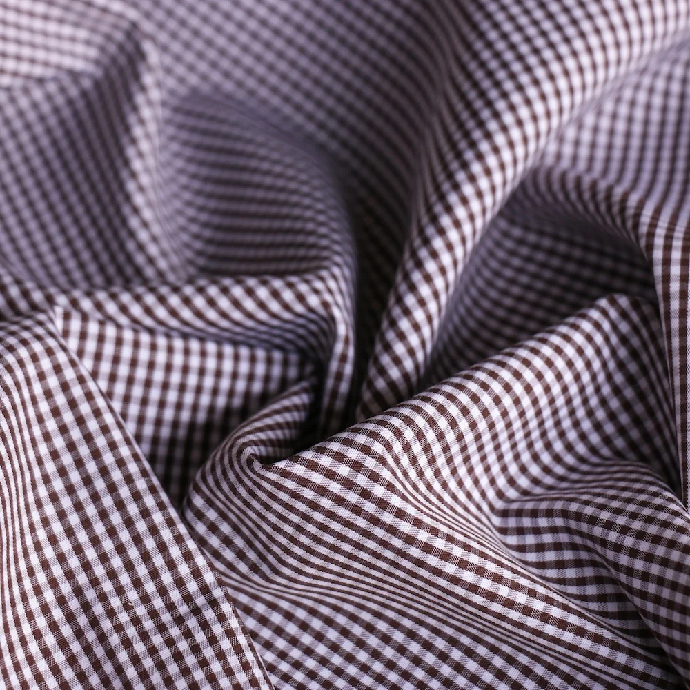 Positano Chocolate Gingham Shirting - Image 2