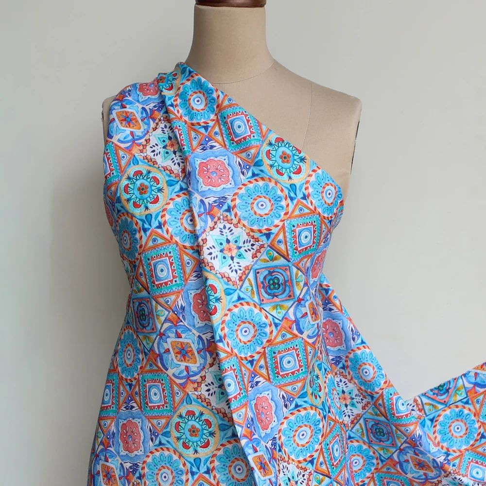 Positano Mosaic Printed Linen - Image 5