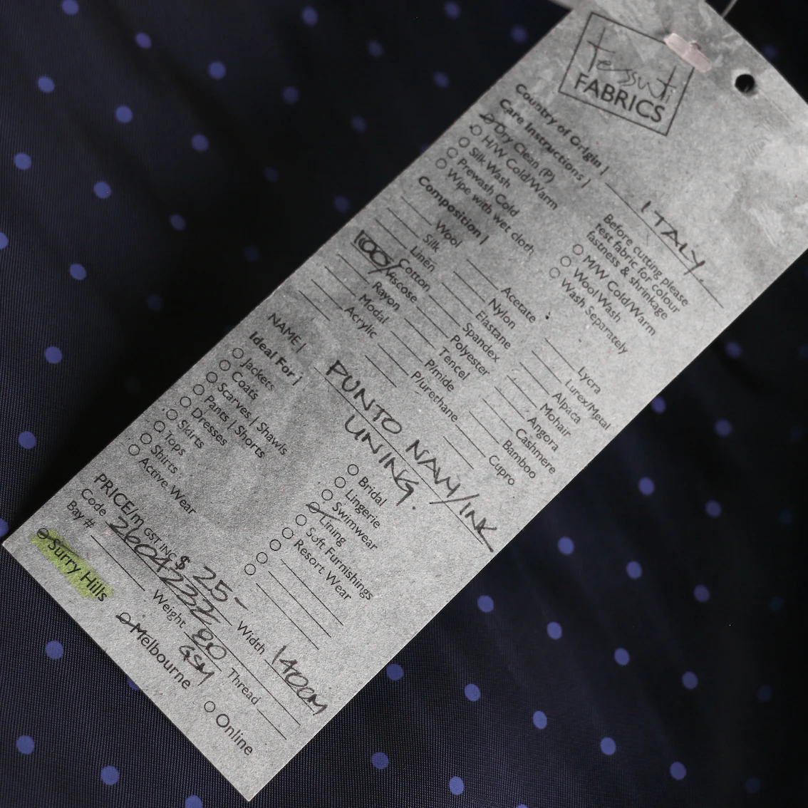 Punto Navy/Ink Fancy Lining (140cm wide) - Image 3