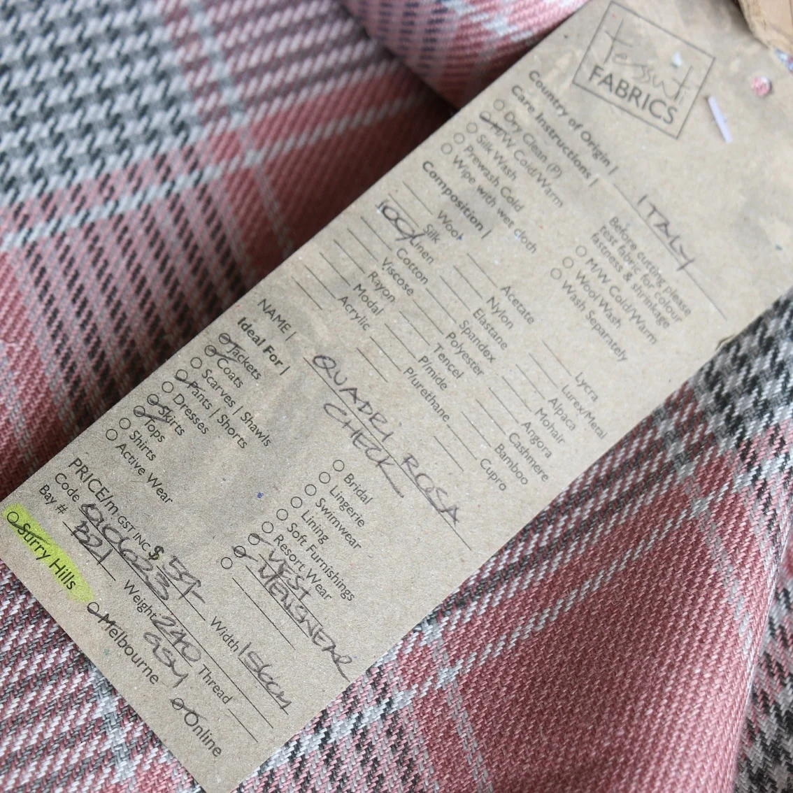 Quadri Rosa Check Linen - Image 4