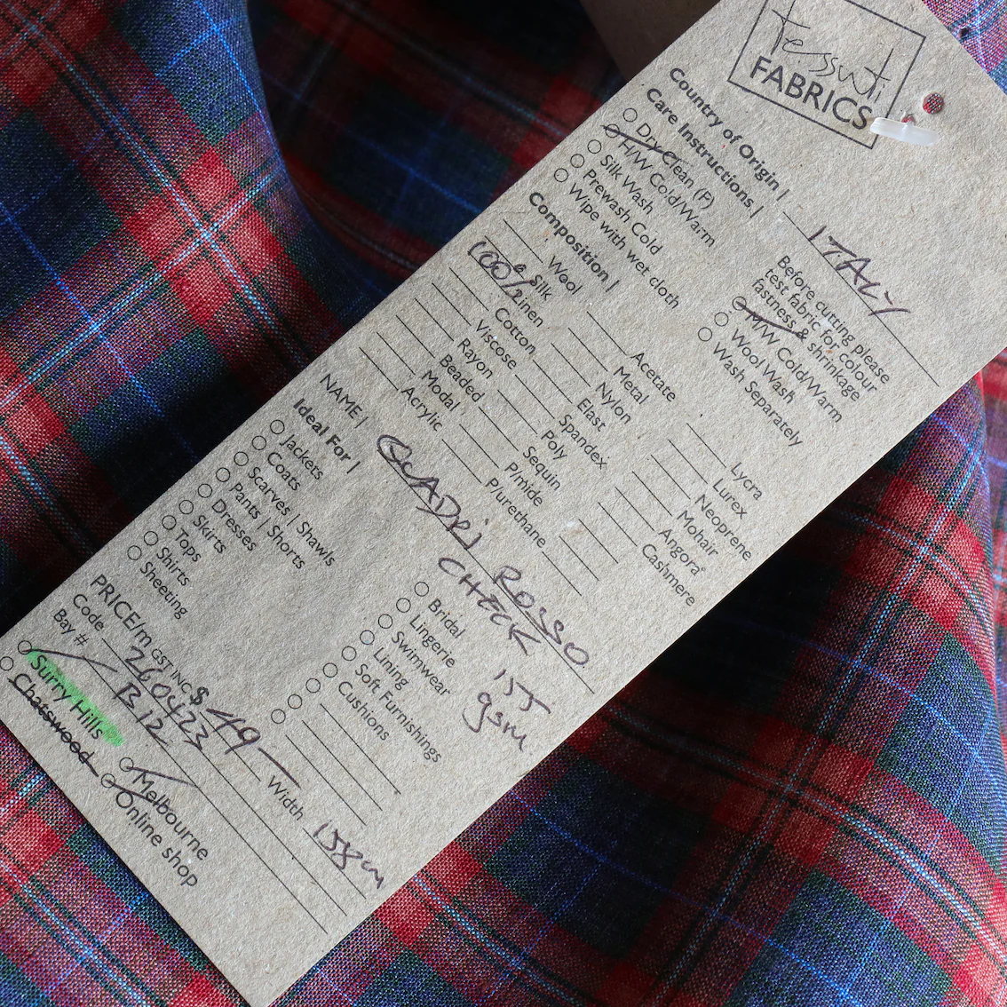 Quadri Rosso Check Linen - Image 4