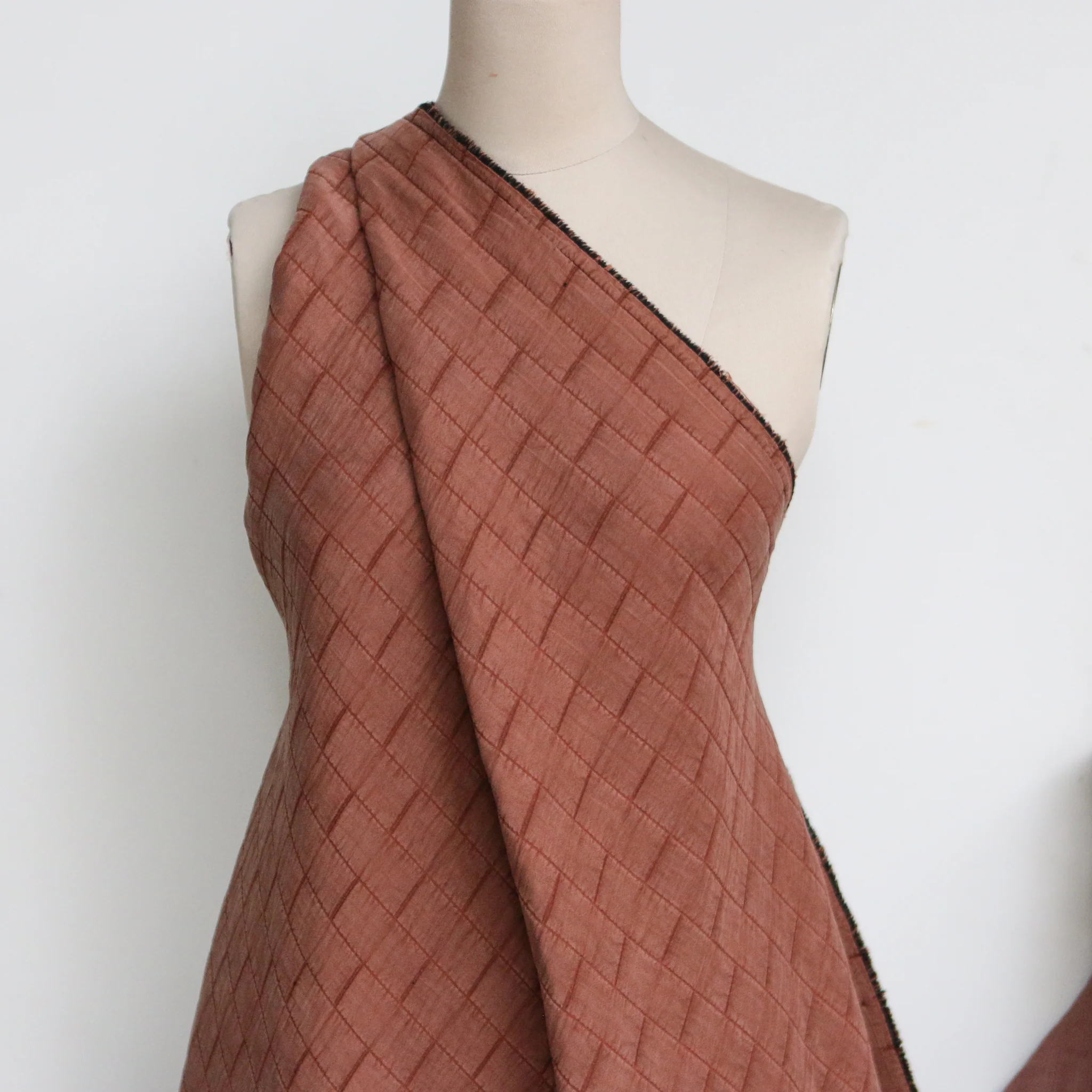 Quadri Washed Clay - Quilted Jacquard - Image 3