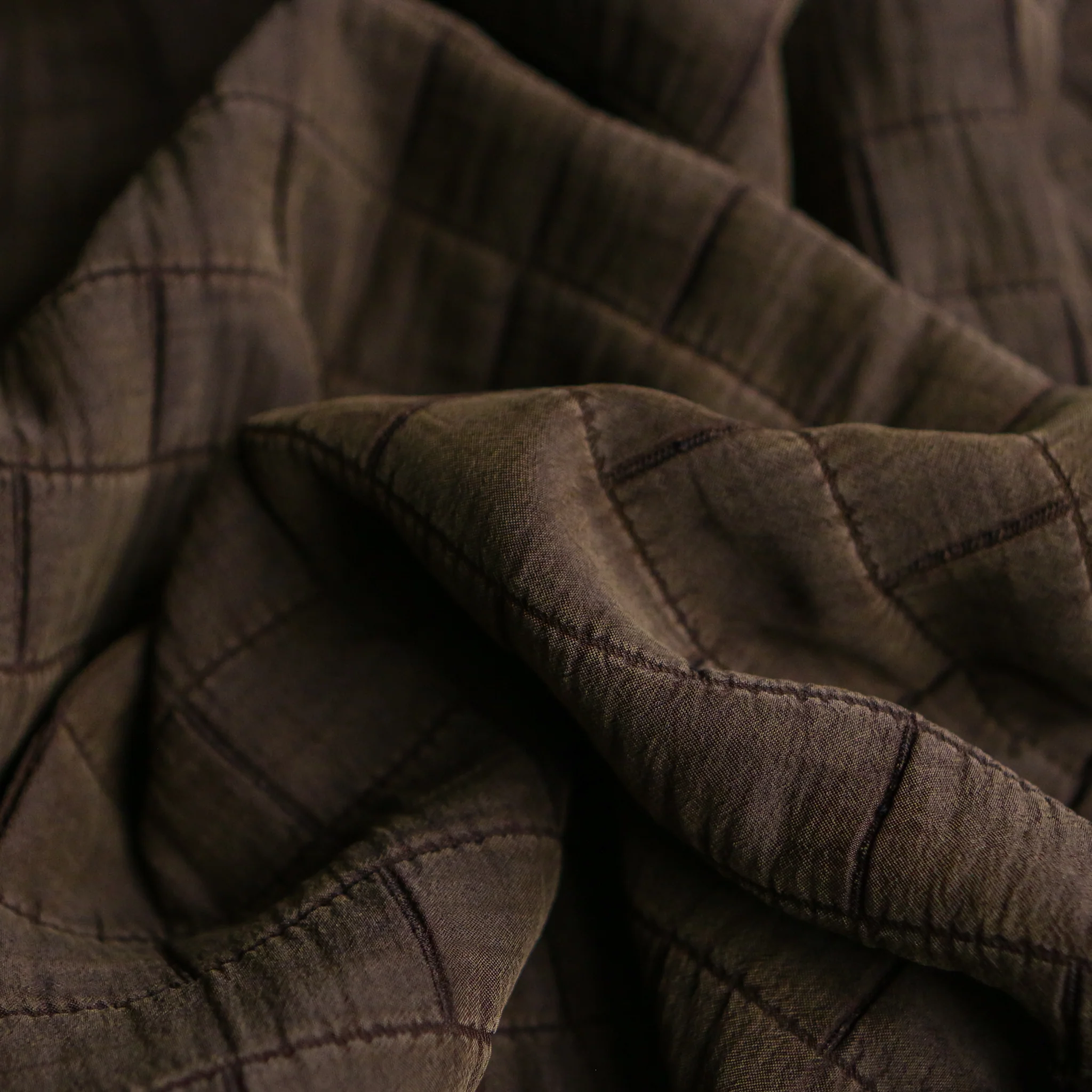 Quadri Washed Olive - Quilted Jacquard - Image 2