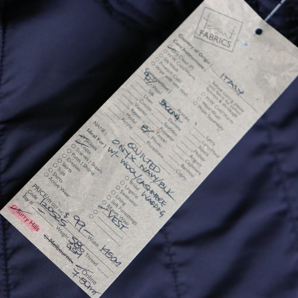 Quilted Onyx Navy/Black - Wool/Cashmere Wadding - Image 4