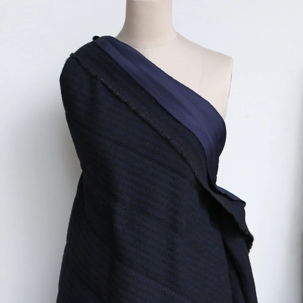 Quilted Onyx Navy/Black - Wool/Cashmere Wadding - Image 5