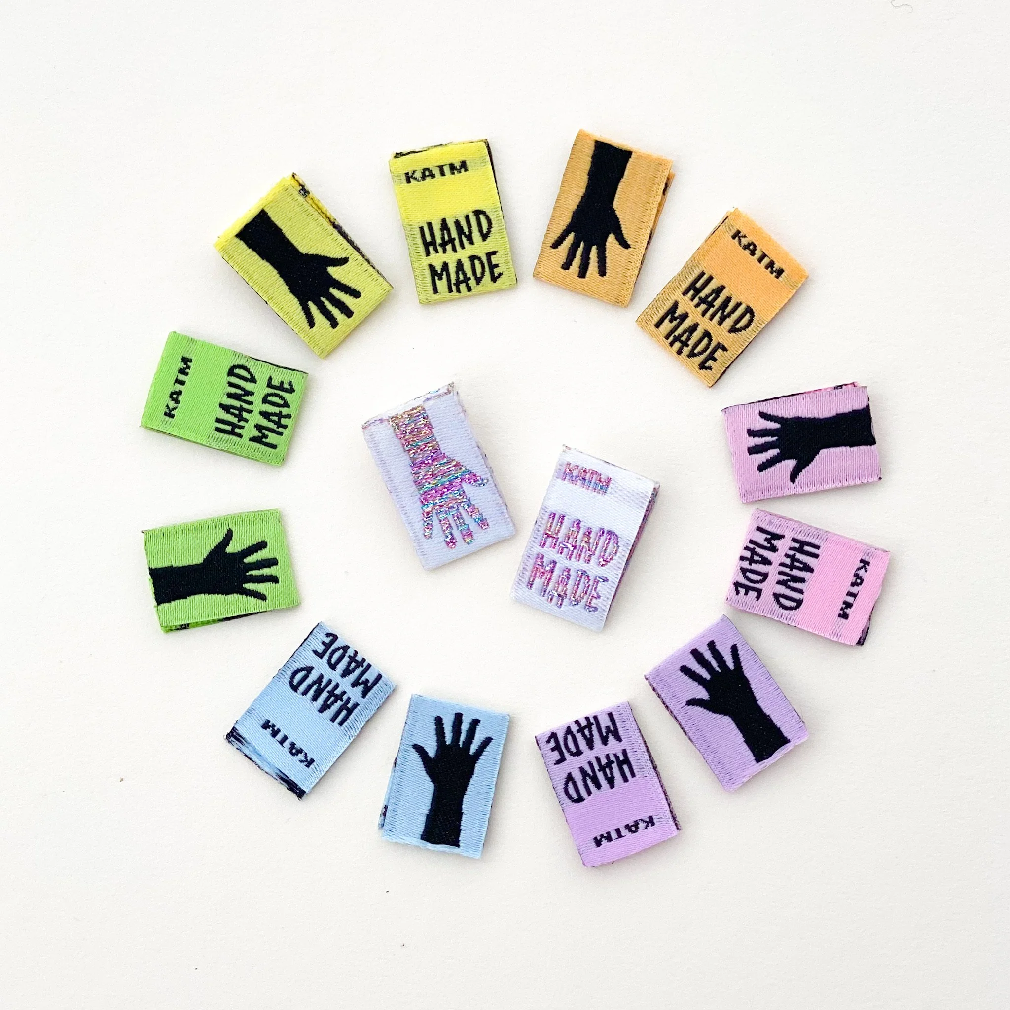"Rainbow Mini Hands" - Mixed 14 Pack of Woven Labels - Image 2