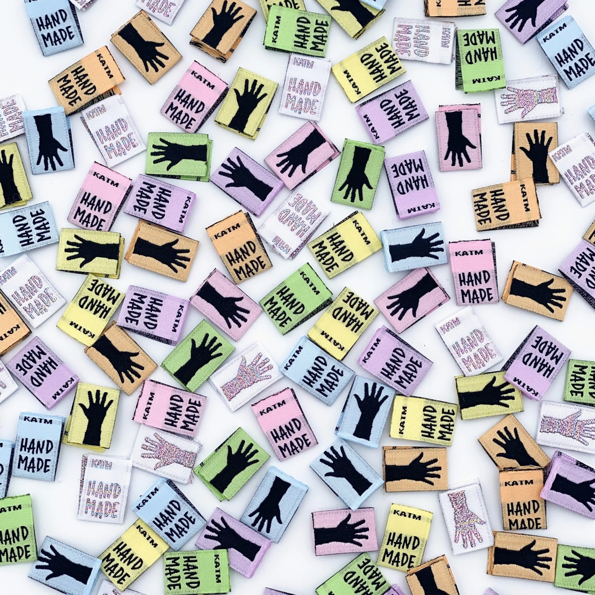 "Rainbow Mini Hands" - Mixed 14 Pack of Woven Labels - Image 3
