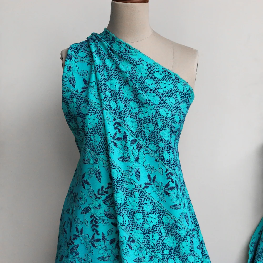 Rainflower Aqua Jacquard Knit - Image 6