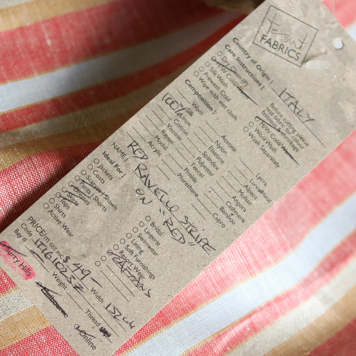 Ravello Stripe on Red Linen - Image 4