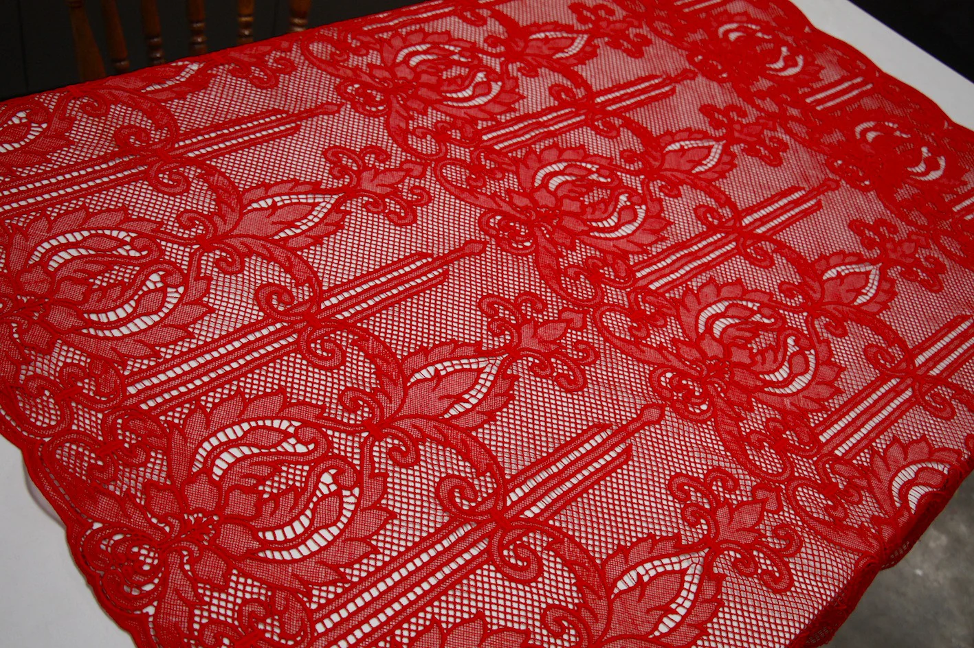 Red Motif Guipure Lace - Image 4