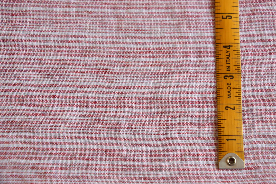 Red Stripe Washed Linen Gauze - Image 2