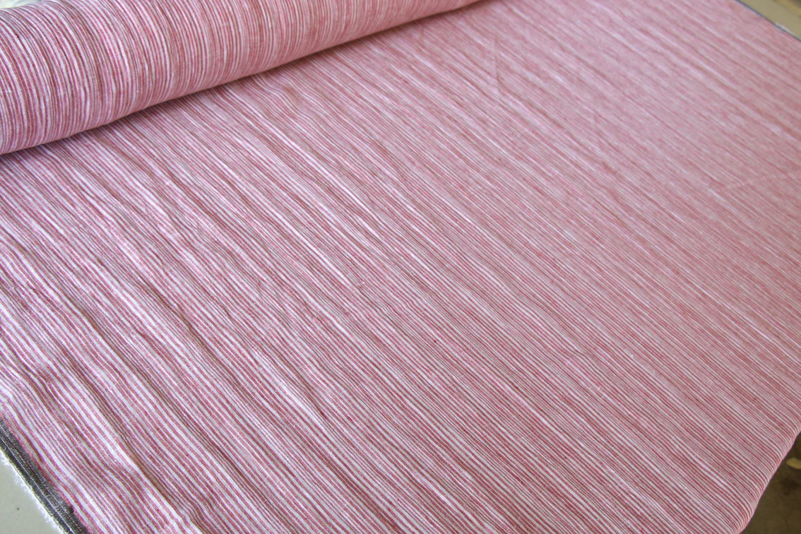 Red Stripe Washed Linen Gauze - Image 3