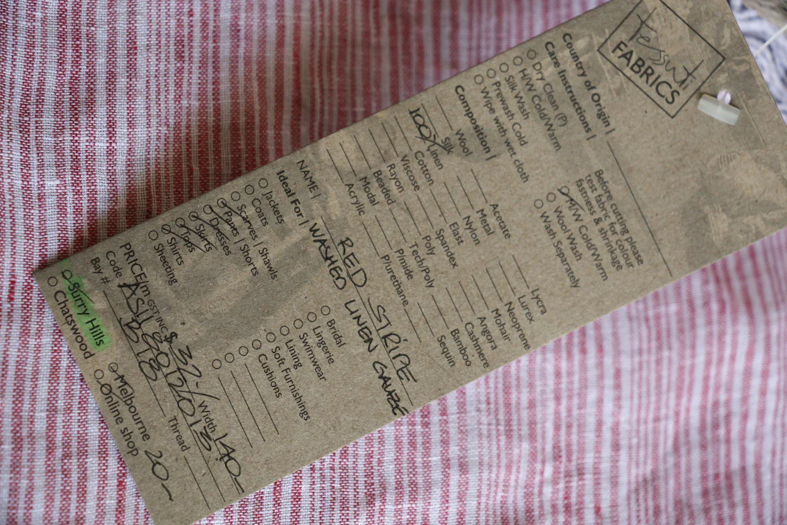 Red Stripe Washed Linen Gauze - Image 4