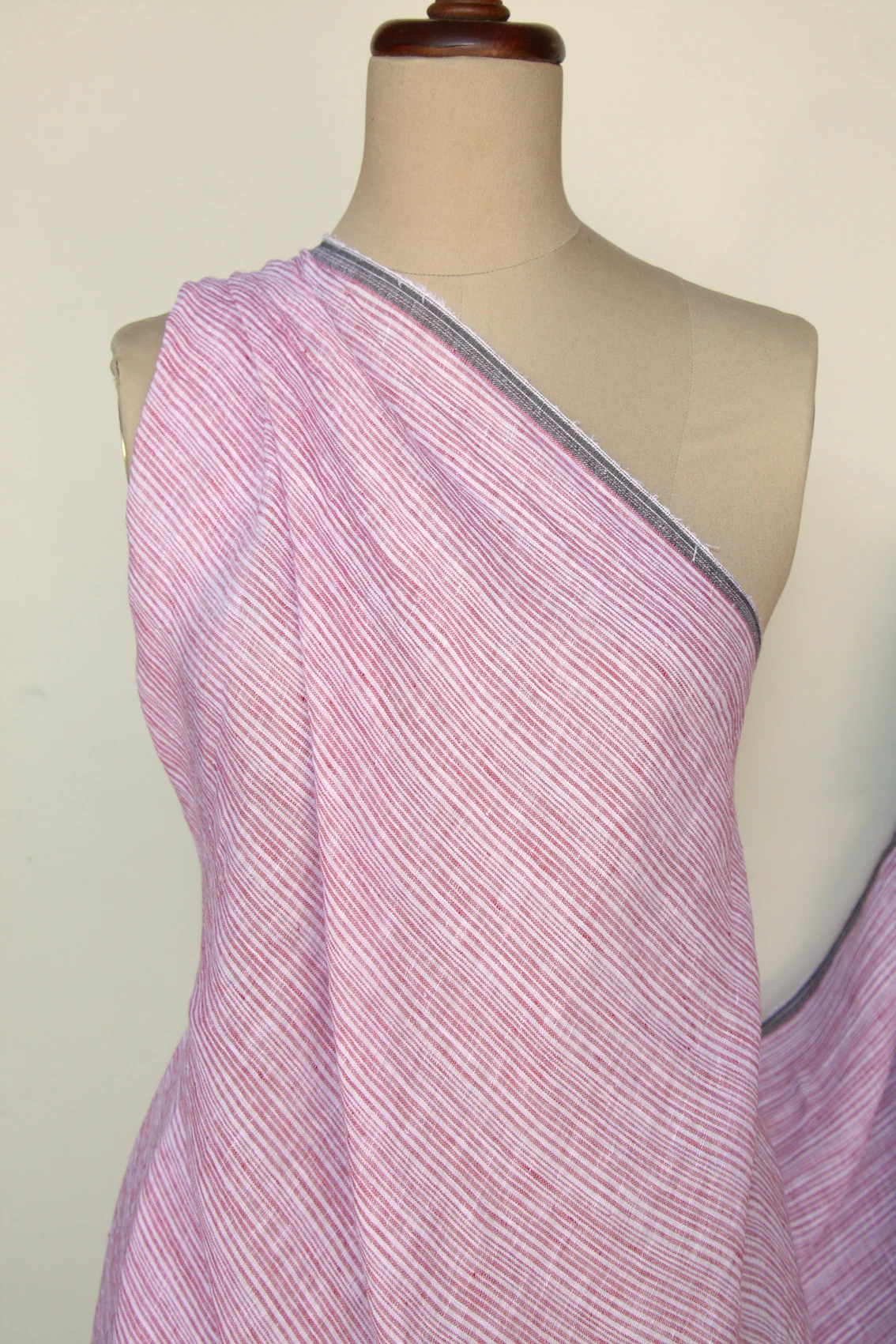 Red Stripe Washed Linen Gauze - Image 5