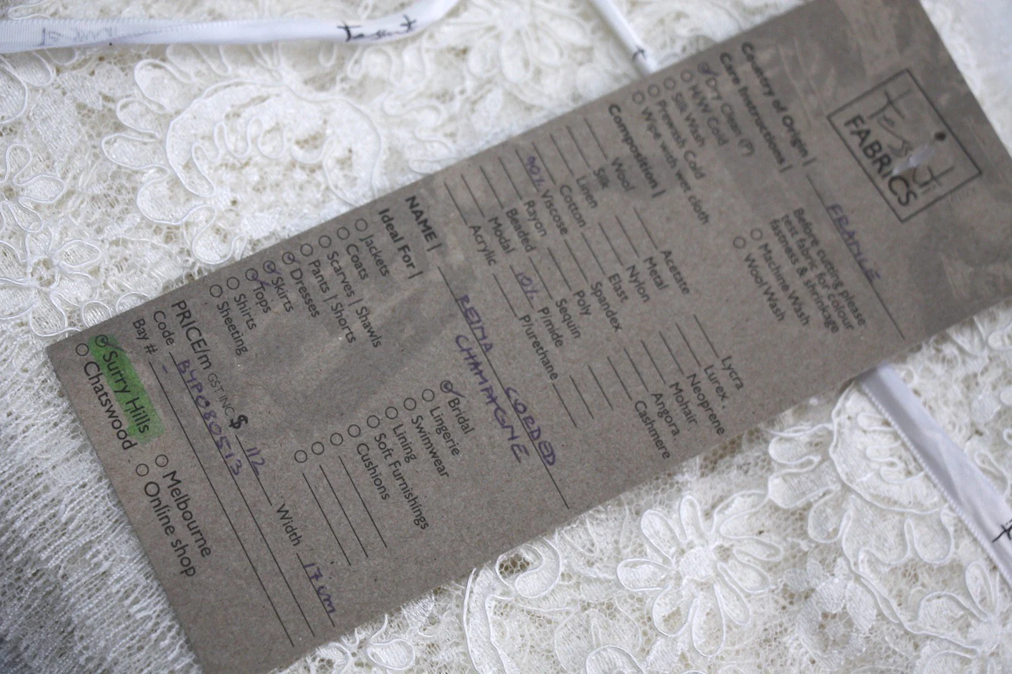 Reina Corded Lace Trim - Champagne - Image 2
