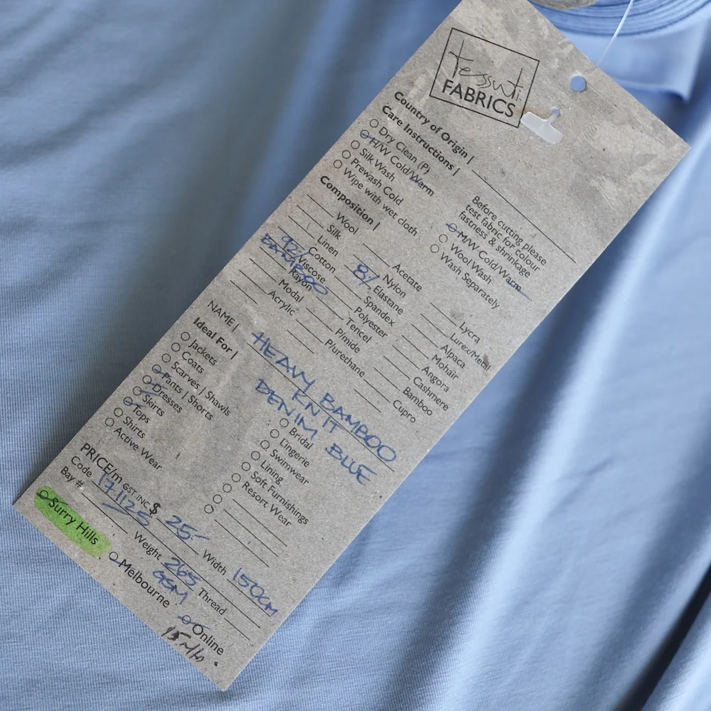 Remnant of Bamboo Jersey Knit - Denim (265gsm) - Image 3
