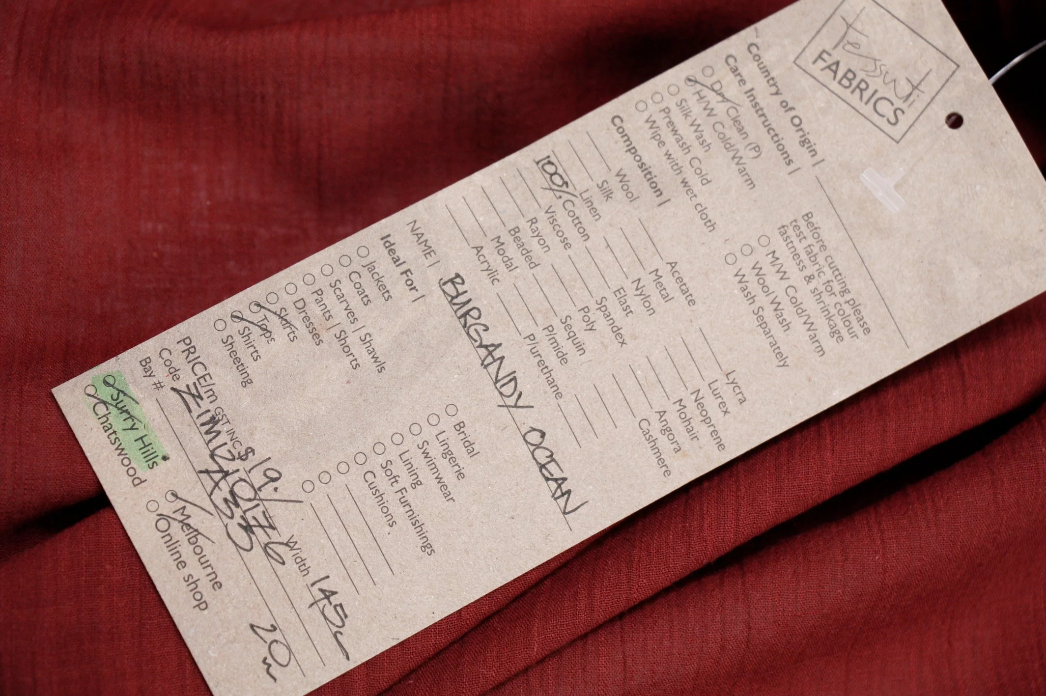 Last Chance of Burgundy Ocean Cotton Gauze - Image 2