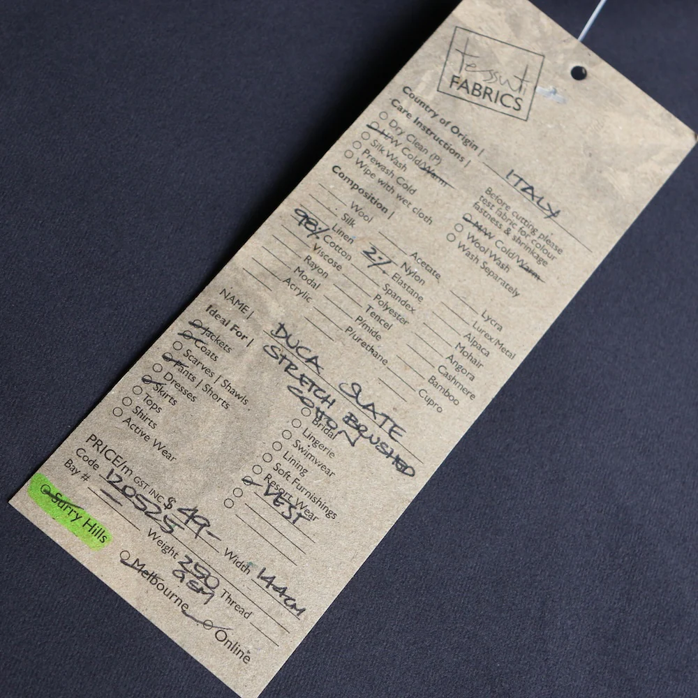 Remnant of Duca Slate - Stretch Brushed Cotton - Image 3