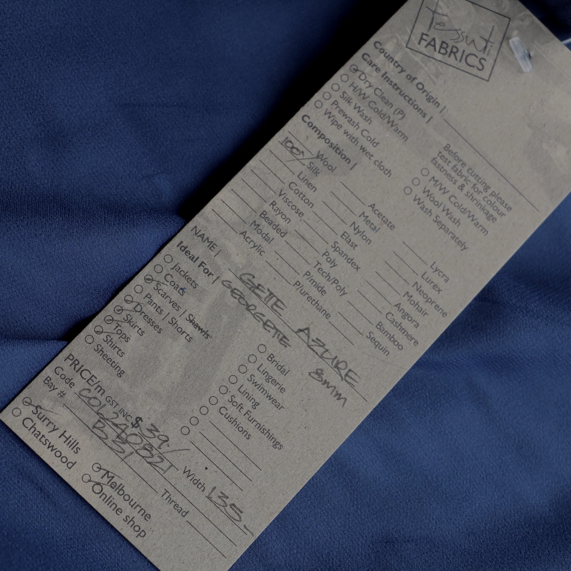 Remnant of Gette Azure Silk Georgette - Image 3