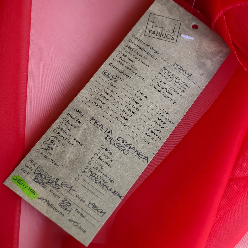 Remnant of Prima Organza Rosso - Silk Organza - Image 3