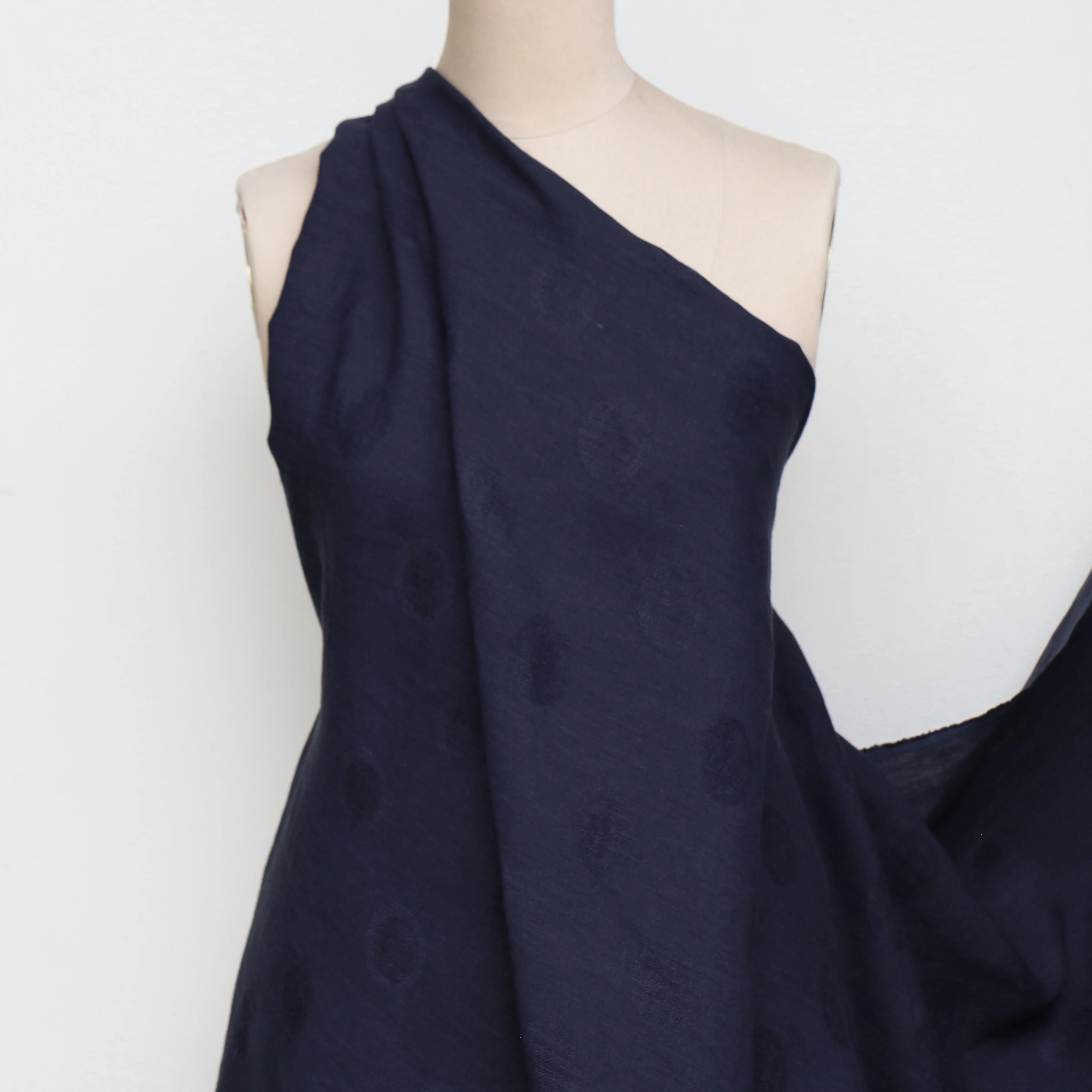 Remnant of Ring Around Jacquard Linen - Navy - Image 6