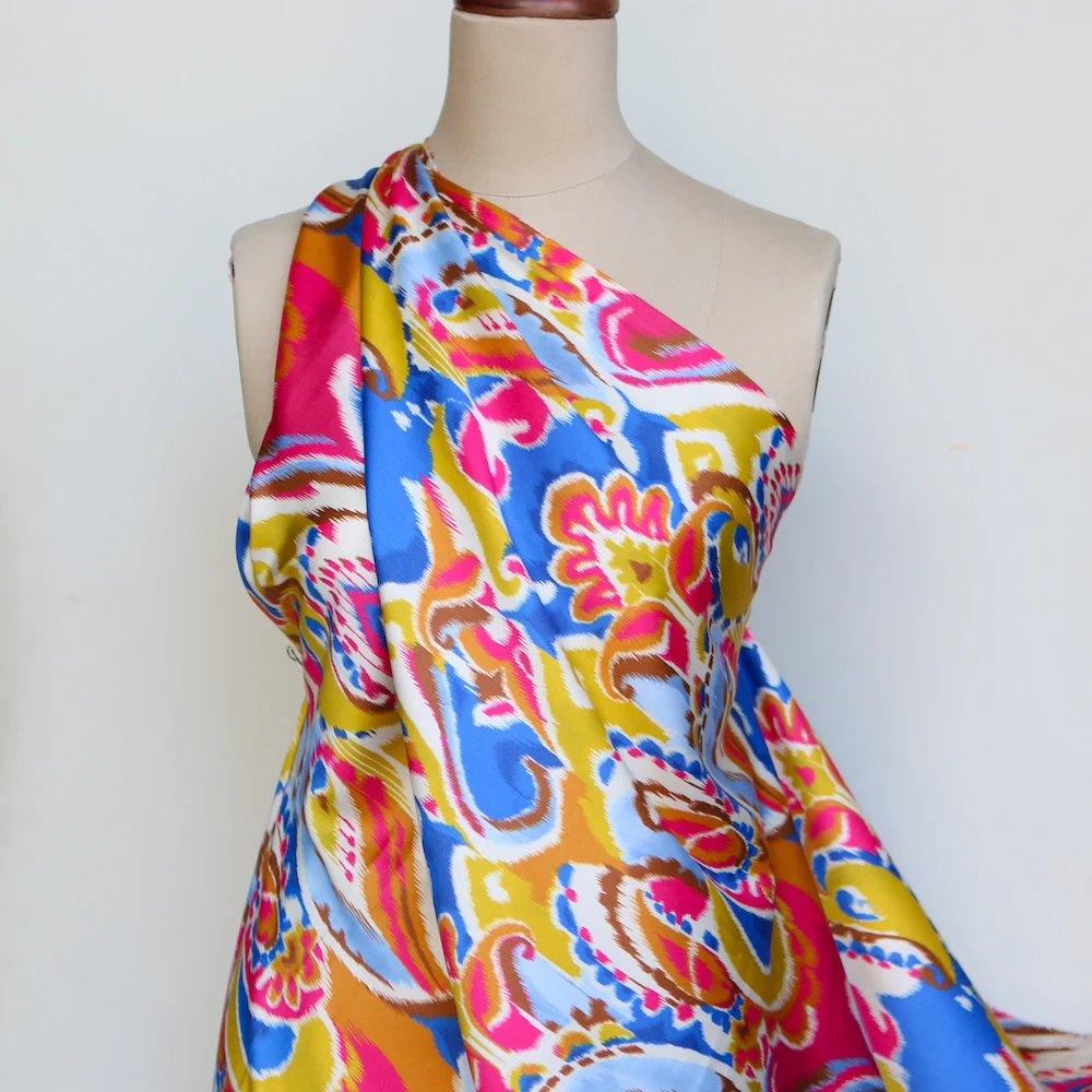 Remnant of Villa Mare Viscose Satin - Image 5