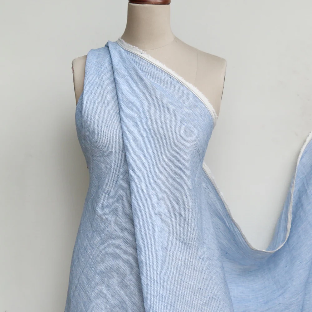 Rhodes Blue Stripe Linen - Image 4