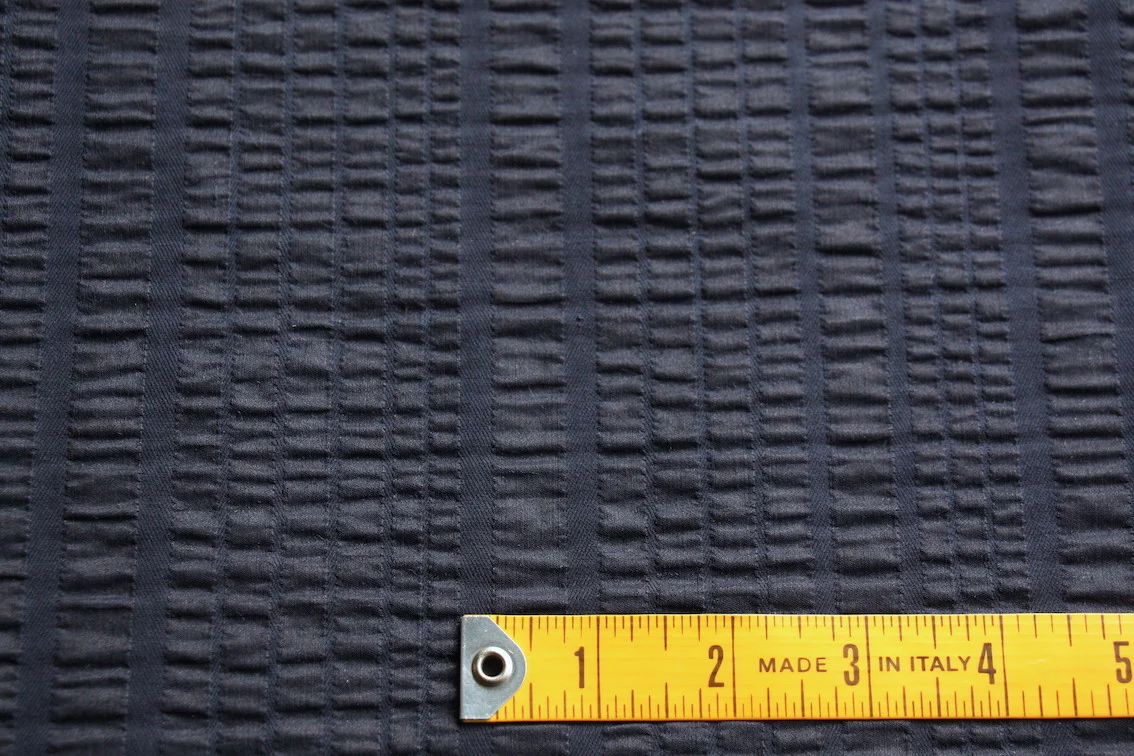 Rippling Navy Stretch Seersucker - Image 2
