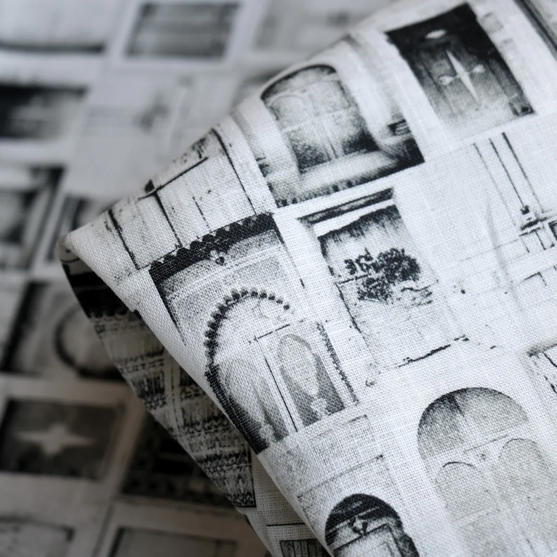 Roma Black Printed Linen